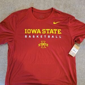Nike Red Iowa State Basketball Tee with Yellow Graphics